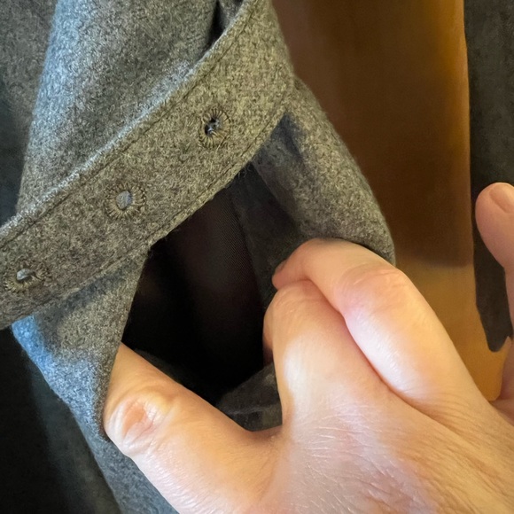 Ralph Lauren Wool Coat With Belt Gray Vintage Blue Label Made USA Size 10 FLAW - Picture 14 of 16